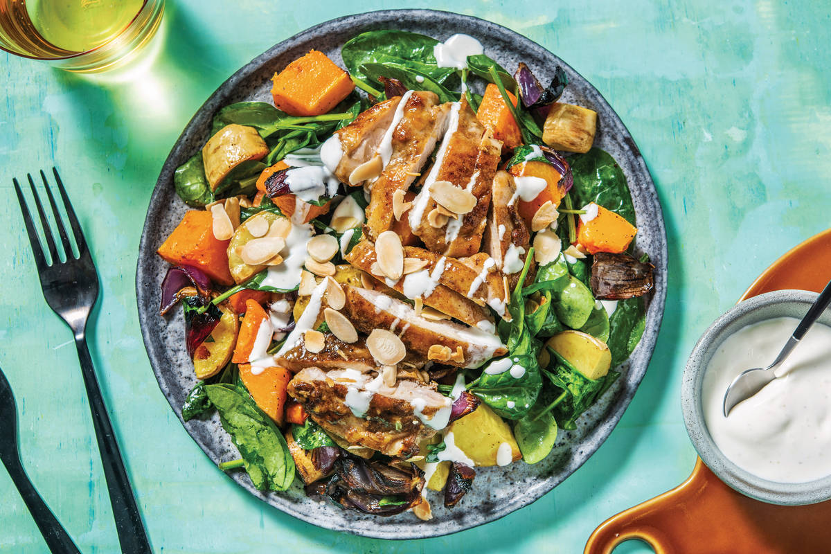 Sticky Apricot Chicken & Roast Veggie Salad