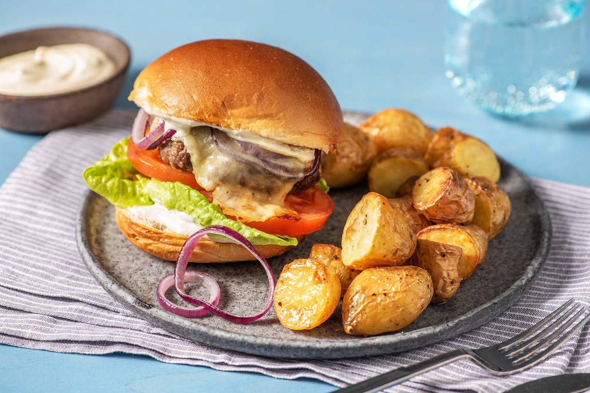 Ofen-Cheeseburger mit Rinderhack