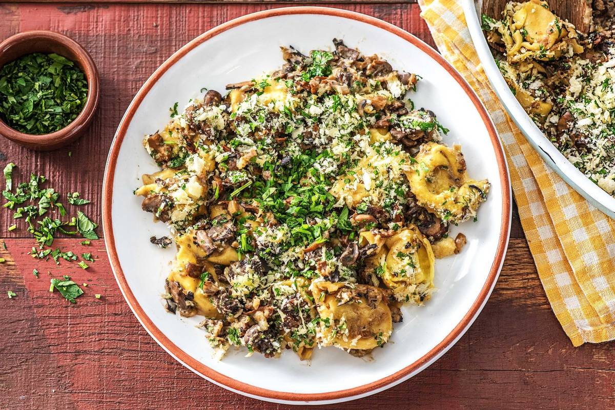 One-Pan Mushroom Tortellini Gratin