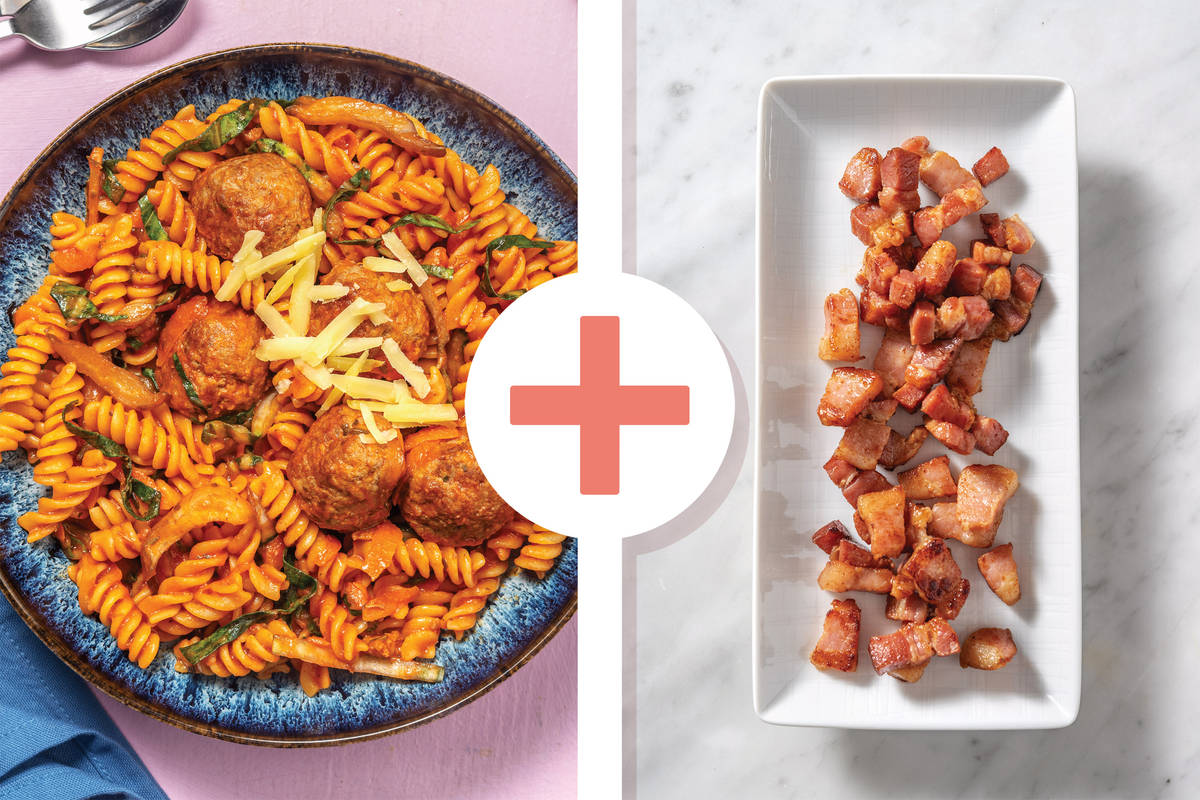 One-Pot Beef Meatball & Bacon Ragu Penne