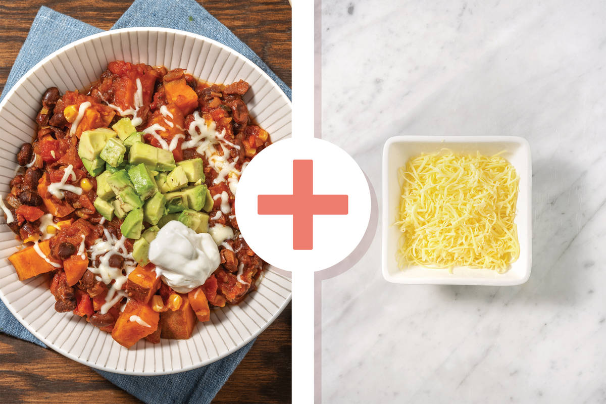 Cheesy One-Pot Black Bean, Kumara & Chipotle Chilli