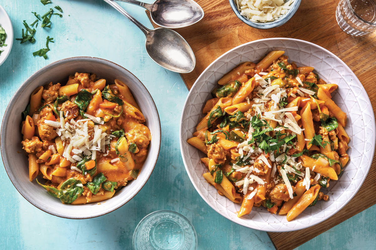 One-Pot Sausage & Red Pesto Pasta