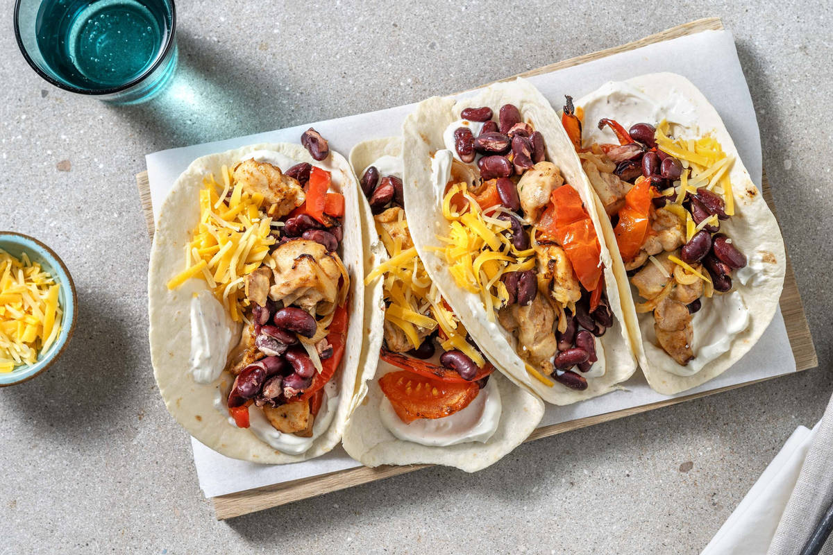 One-Tray-Fajitas mit Poulet & Knoblauchdip