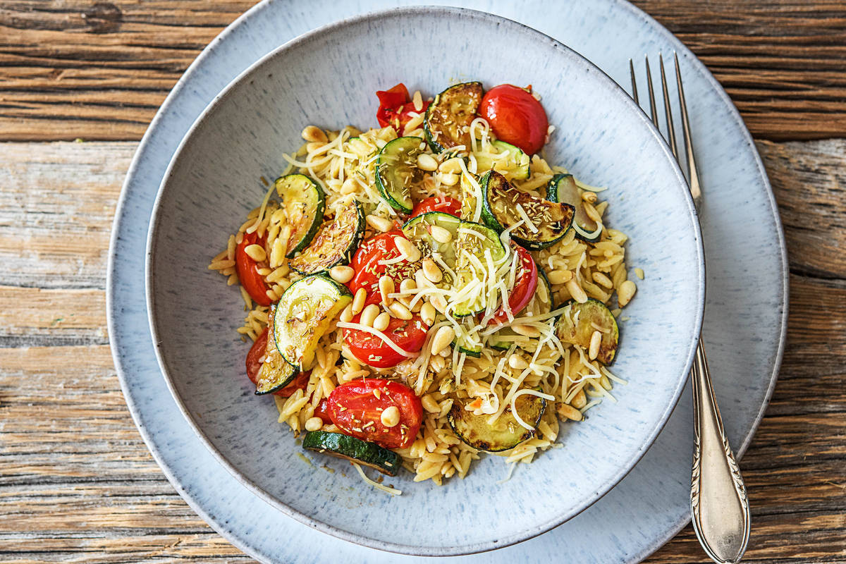 Orzo met romatomaten en gruyère