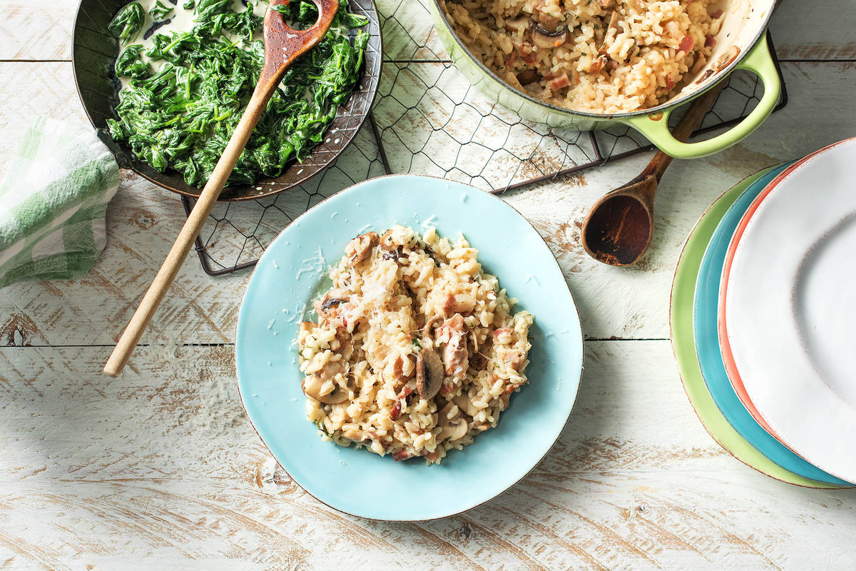 Oven Baked Bacon and Mushroom Risotto