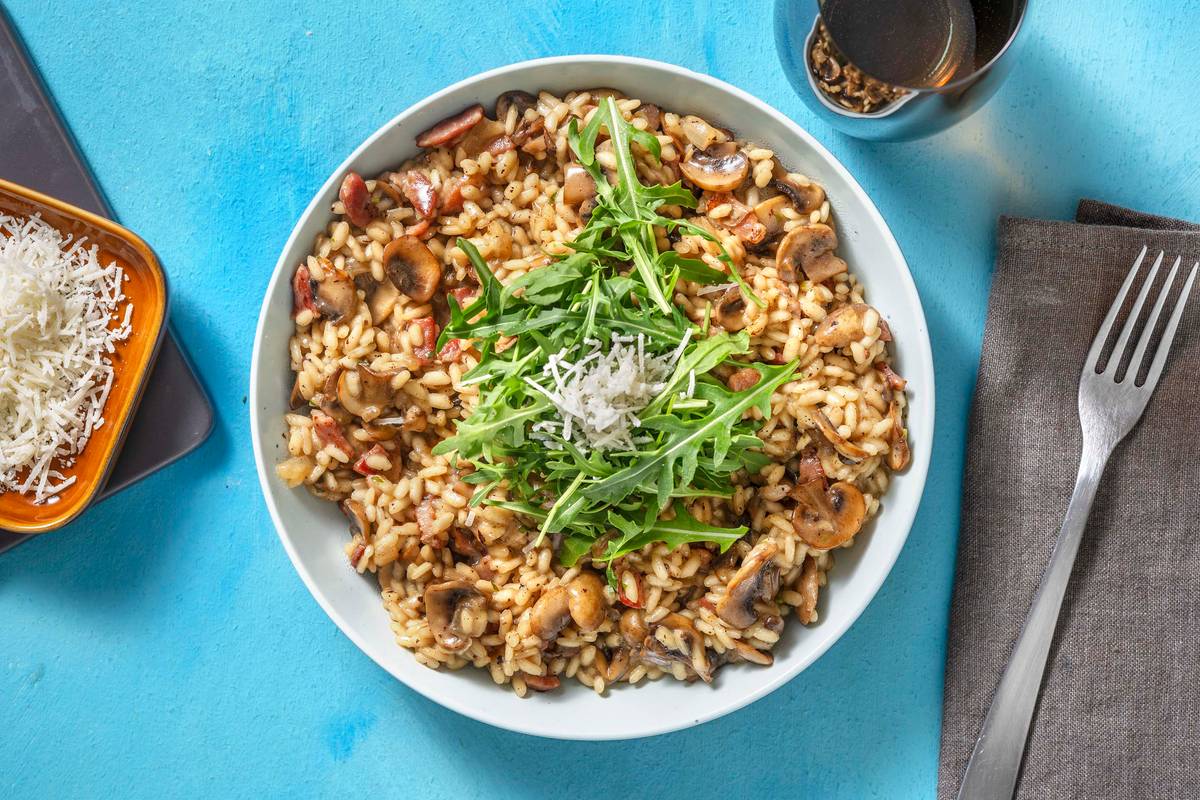 Oven-Baked Bacon & Mushroom Risotto