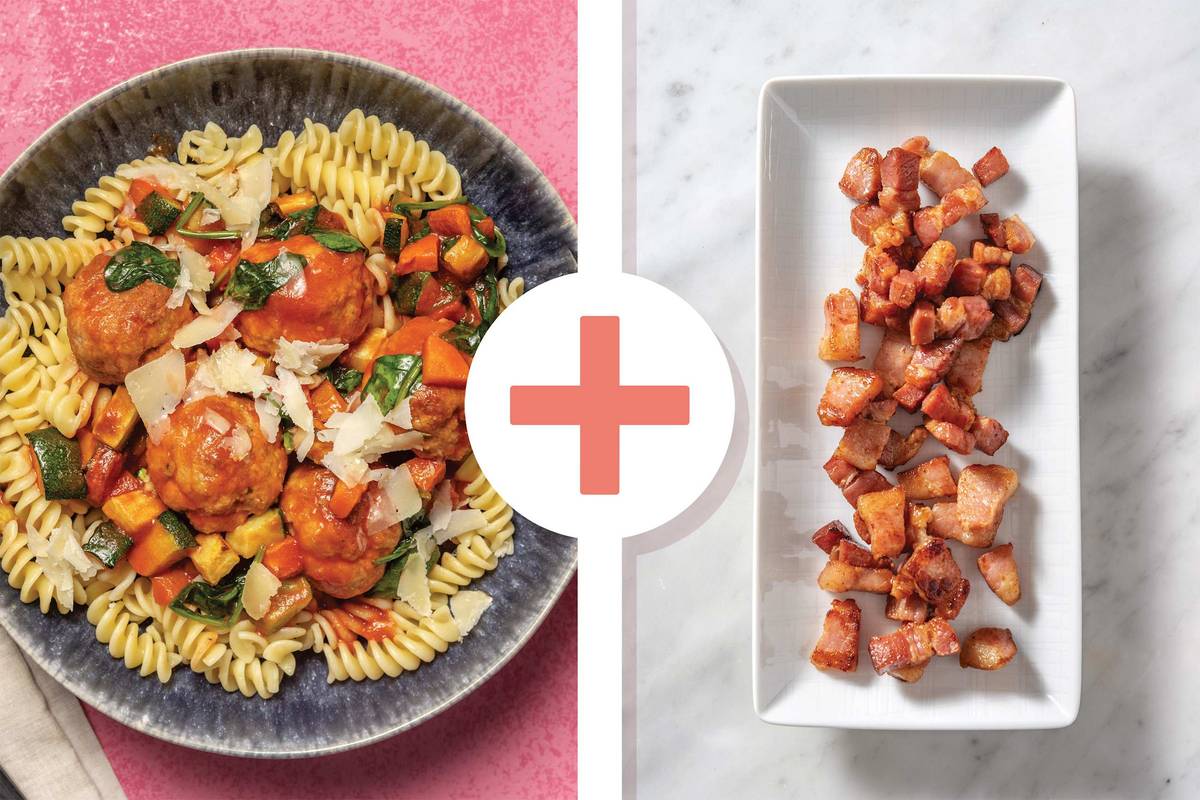 Oven Baked Beef Meatballs & Fusilli
