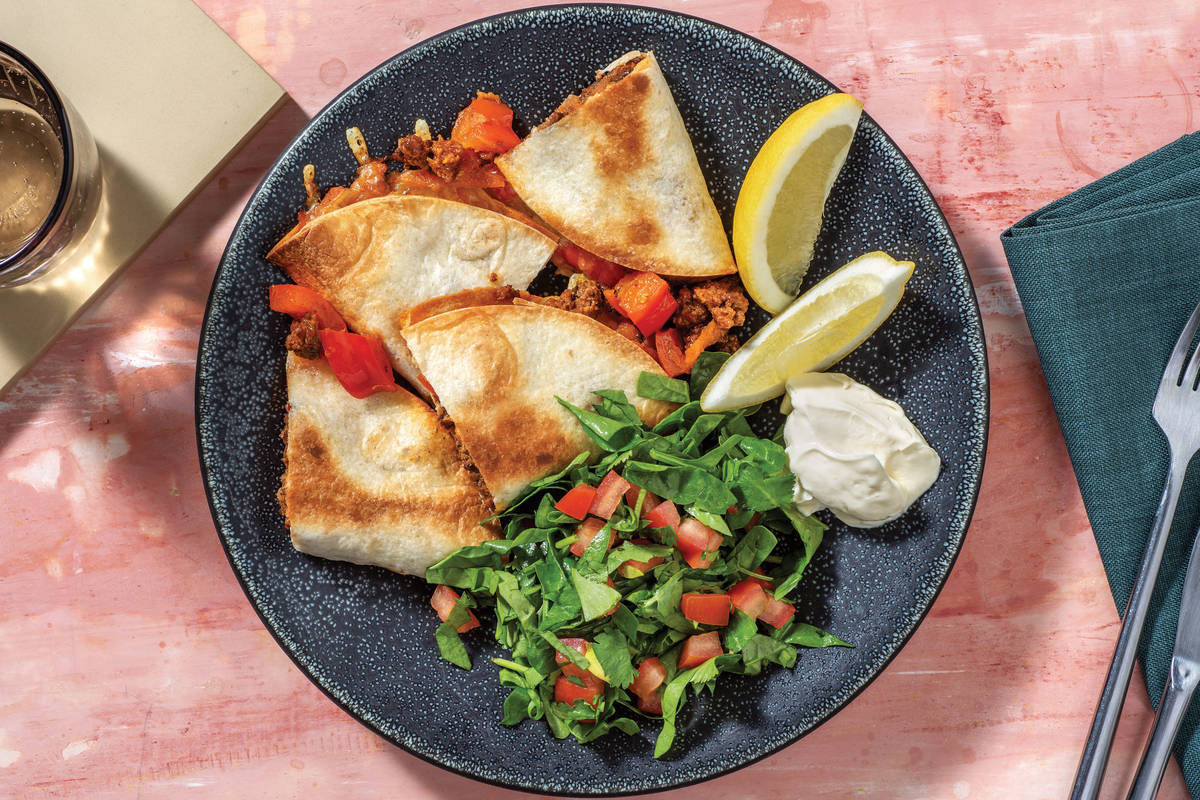 Baked Beef & Corn Quesadillas
