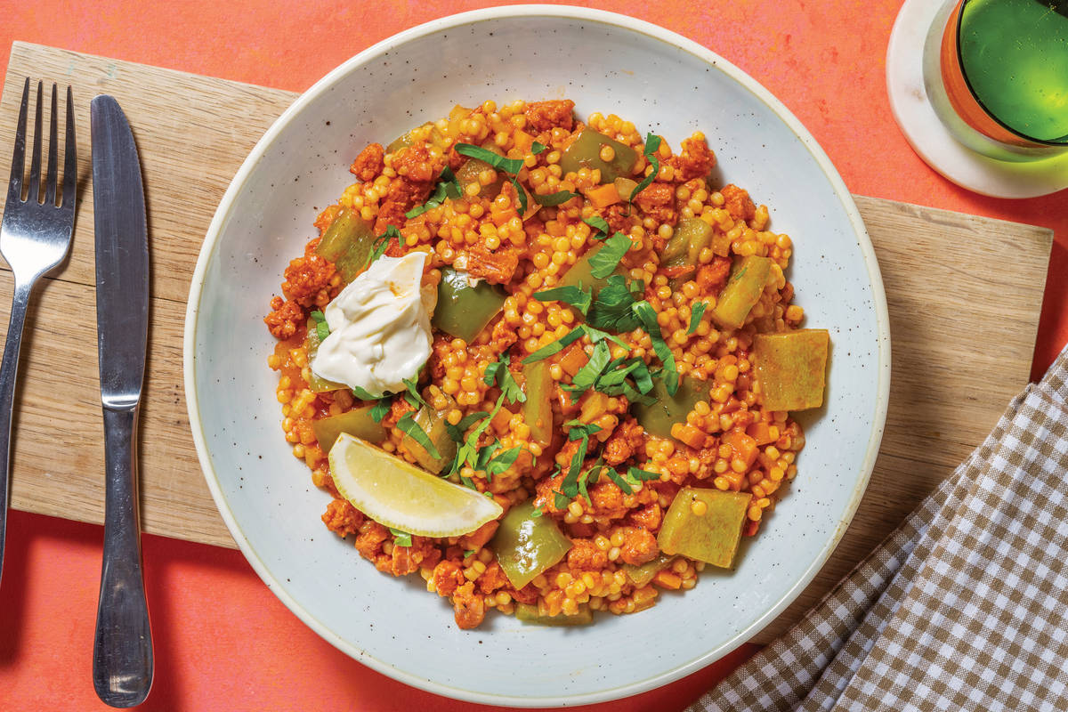 Easy Chorizo & Pearl Couscous Paella
