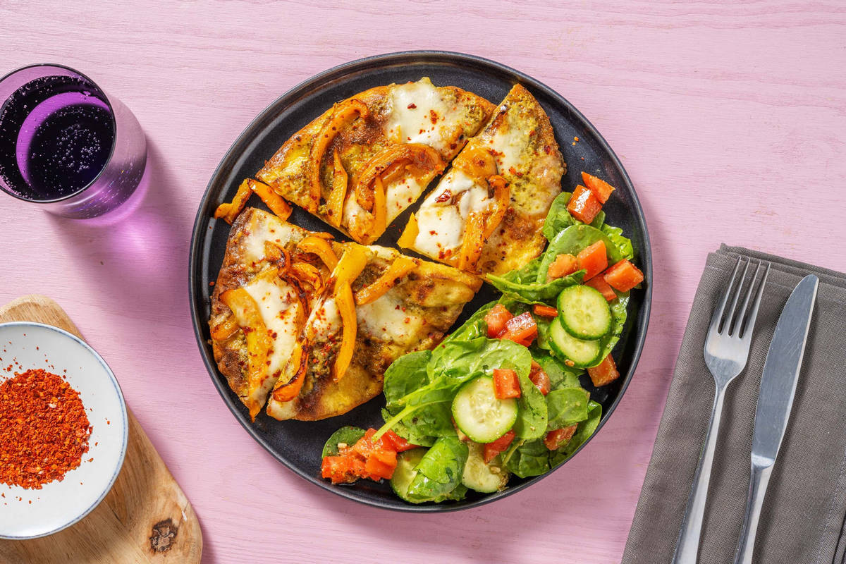 Pains plats au pesto et à la mozzarella