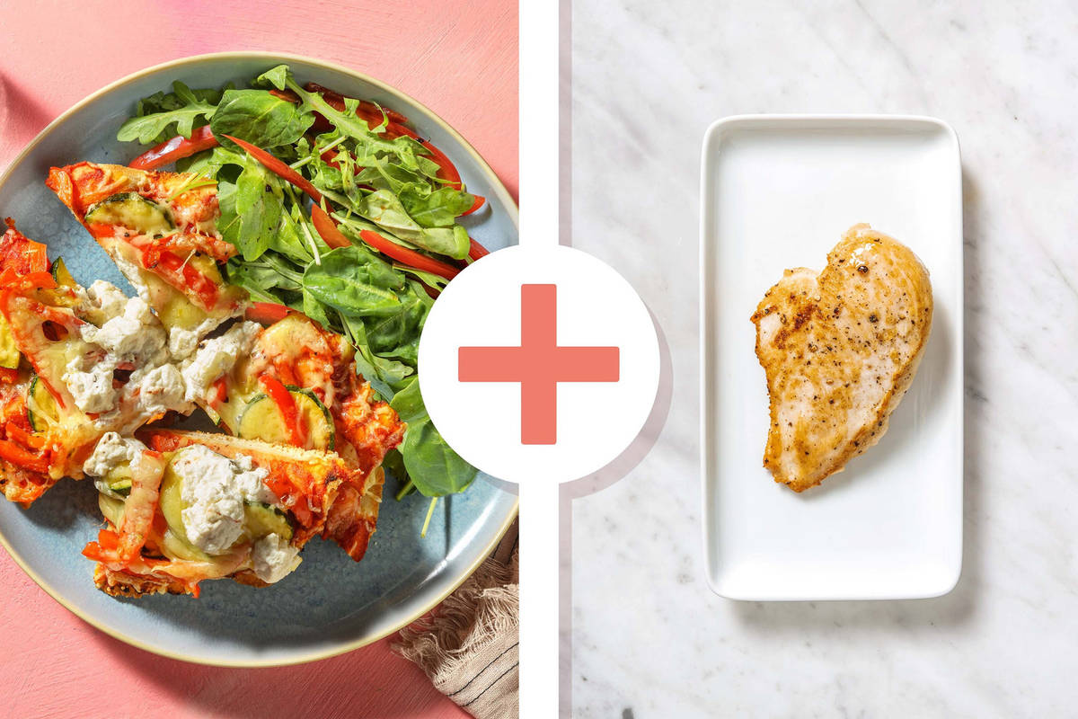 Veggie, Ricotta, Mozza and Chicken Flatbreads