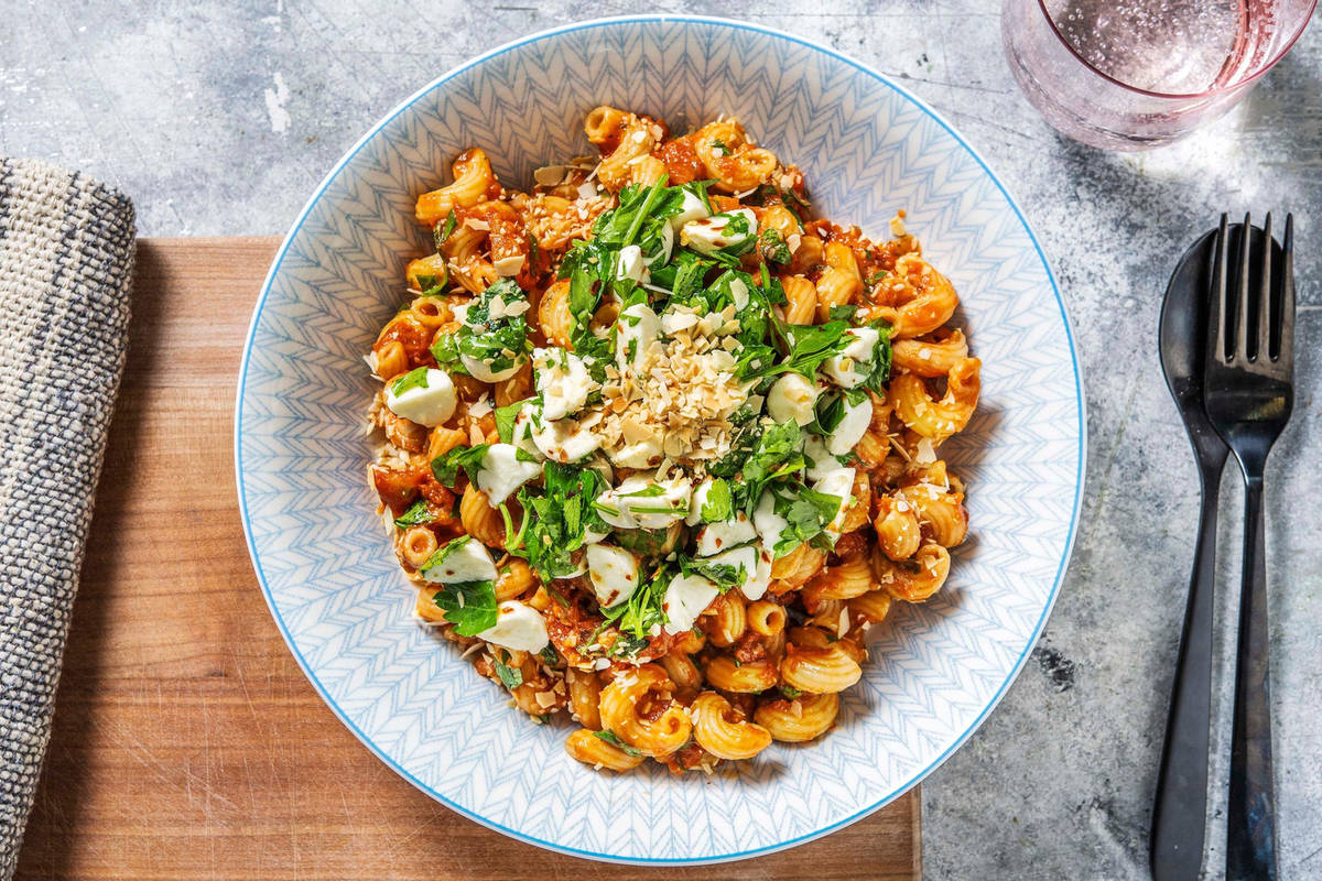 Pâtes à la sauce romesco et au bocconcini