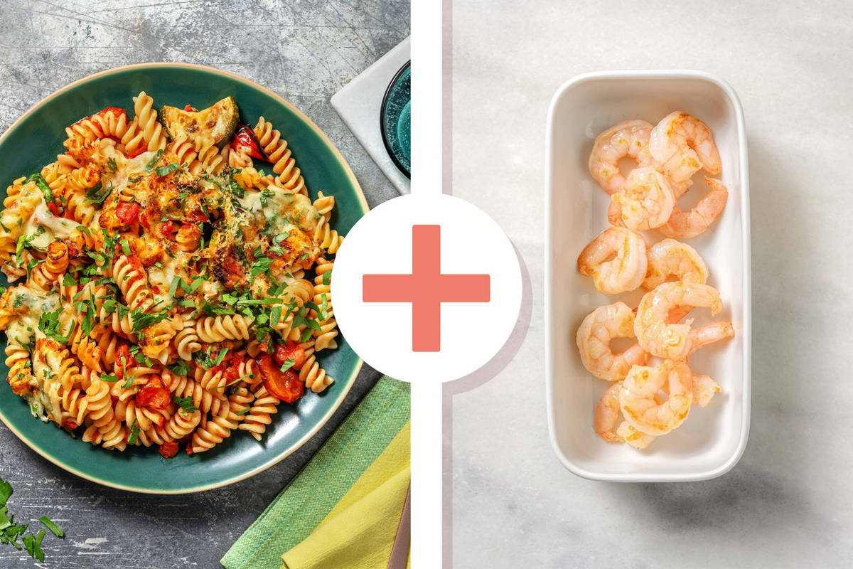 Roasted Veggie and Shrimp Pasta