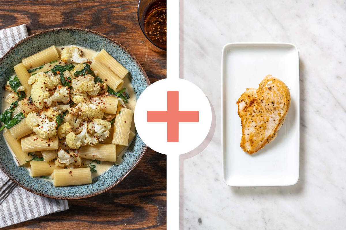 Cheesy Creamy Cauliflower and Chicken Breast Pasta