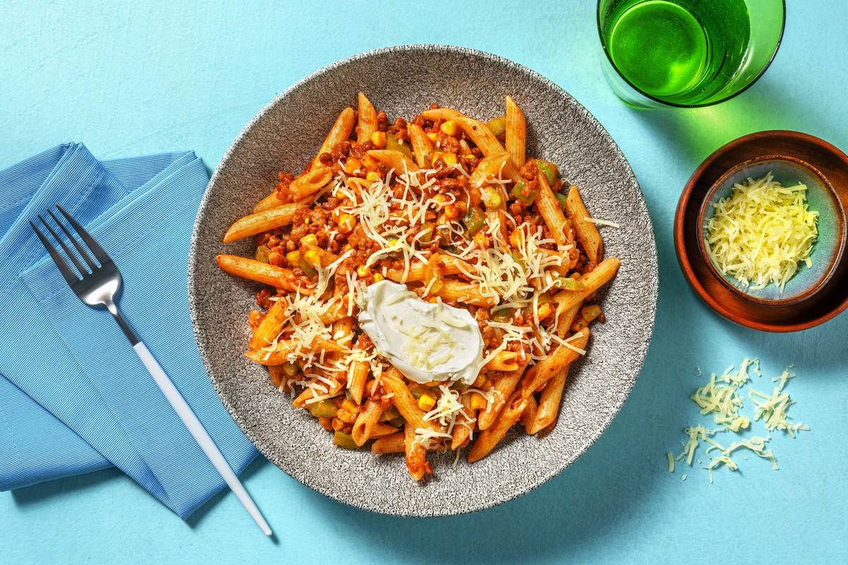 Snelle pasta met vegetarisch gehackt