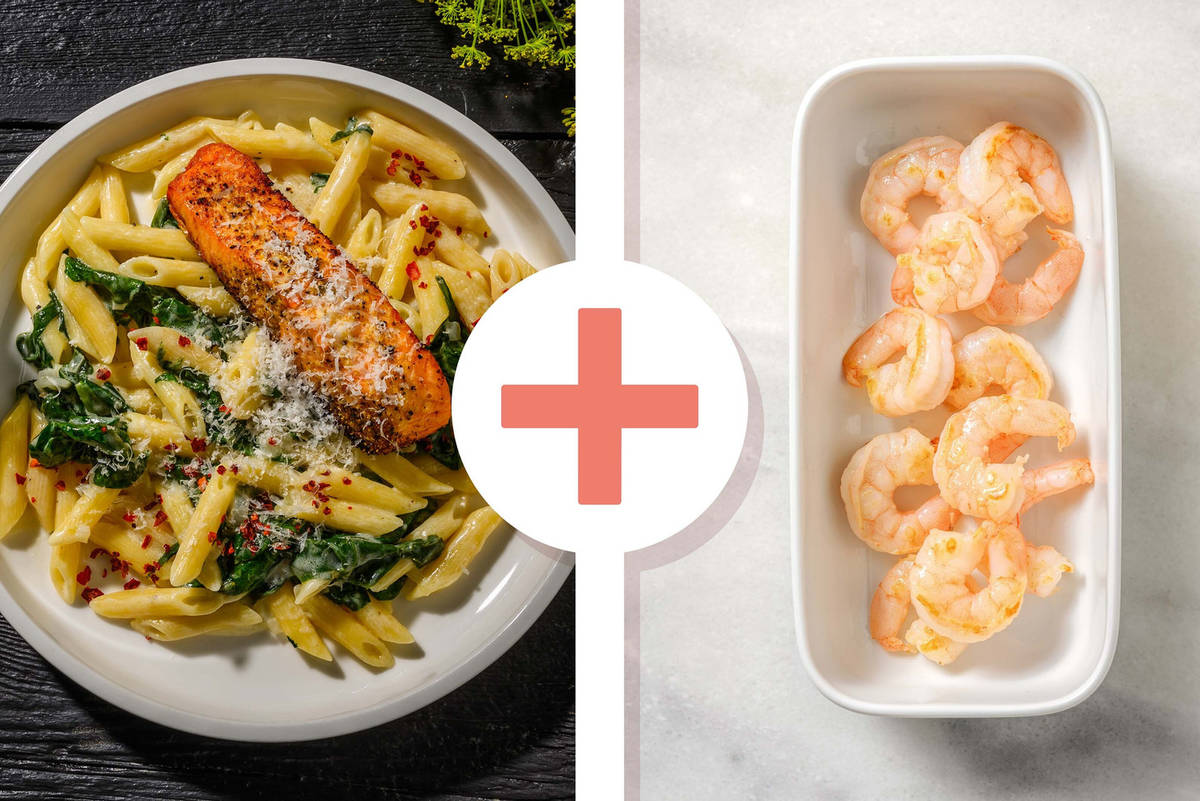 Creamy Garlic Salmon and Shrimp Penne