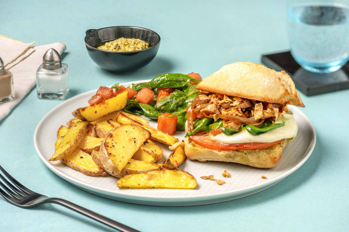 Pesto and Tomato Mozzarella Melts