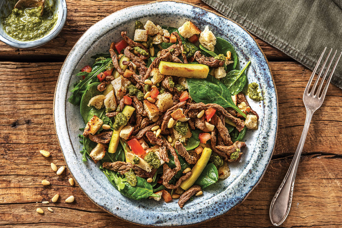 Quick Italian Pesto Beef Toss