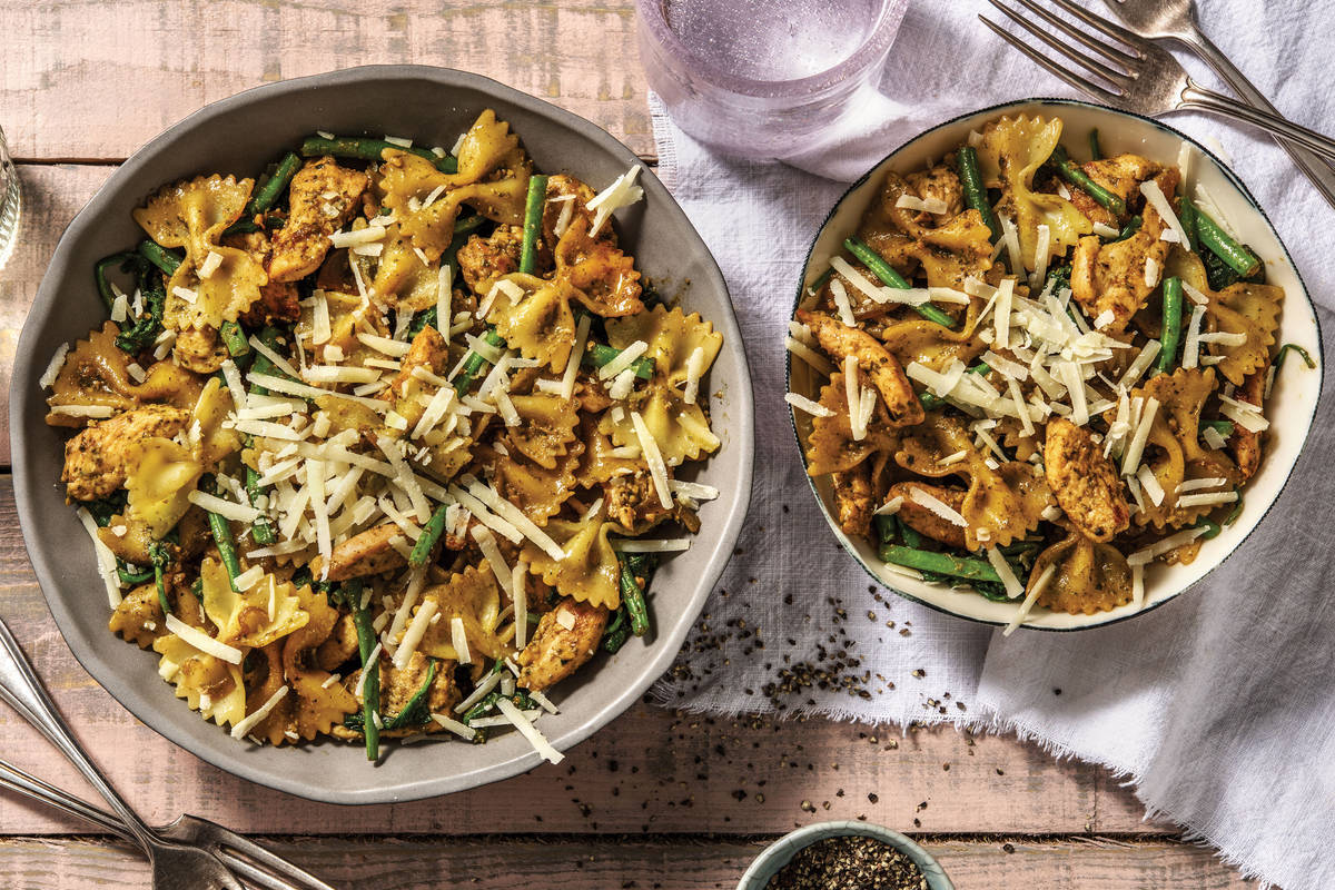 Pesto Chicken & Bow-Tie Pasta Bowl