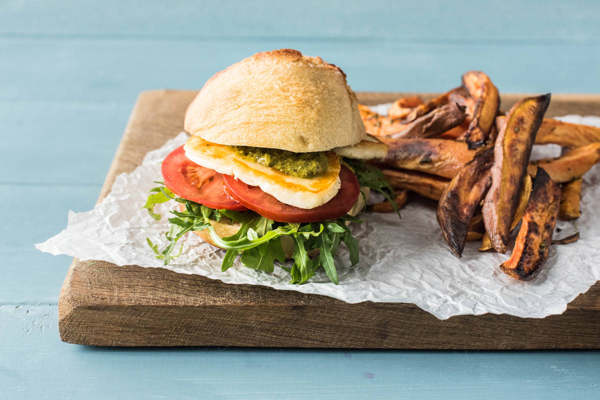 Pesto Haloumi Burgers