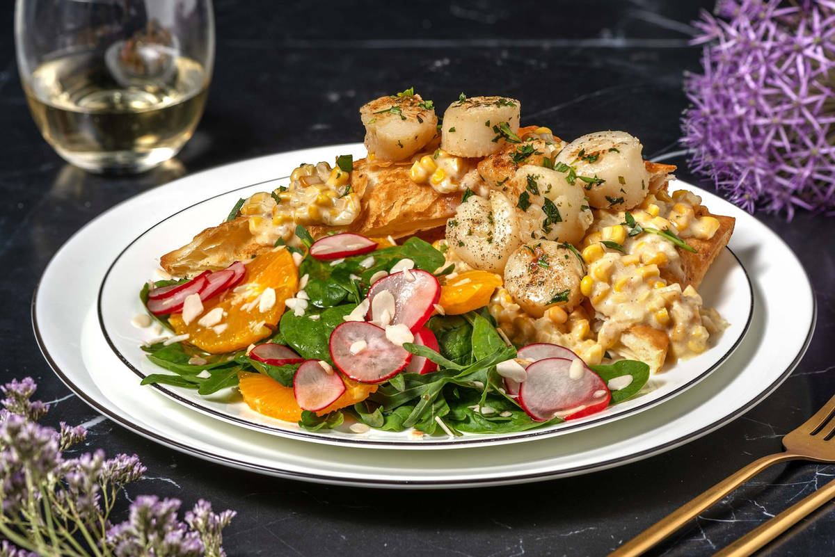 Scallops and Fresh Creamed Corn on Puff Pastry