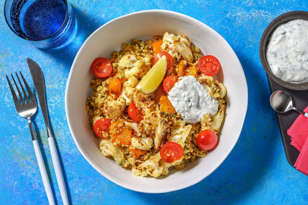 Roasted Cauliflower and Bulgur Pilaf