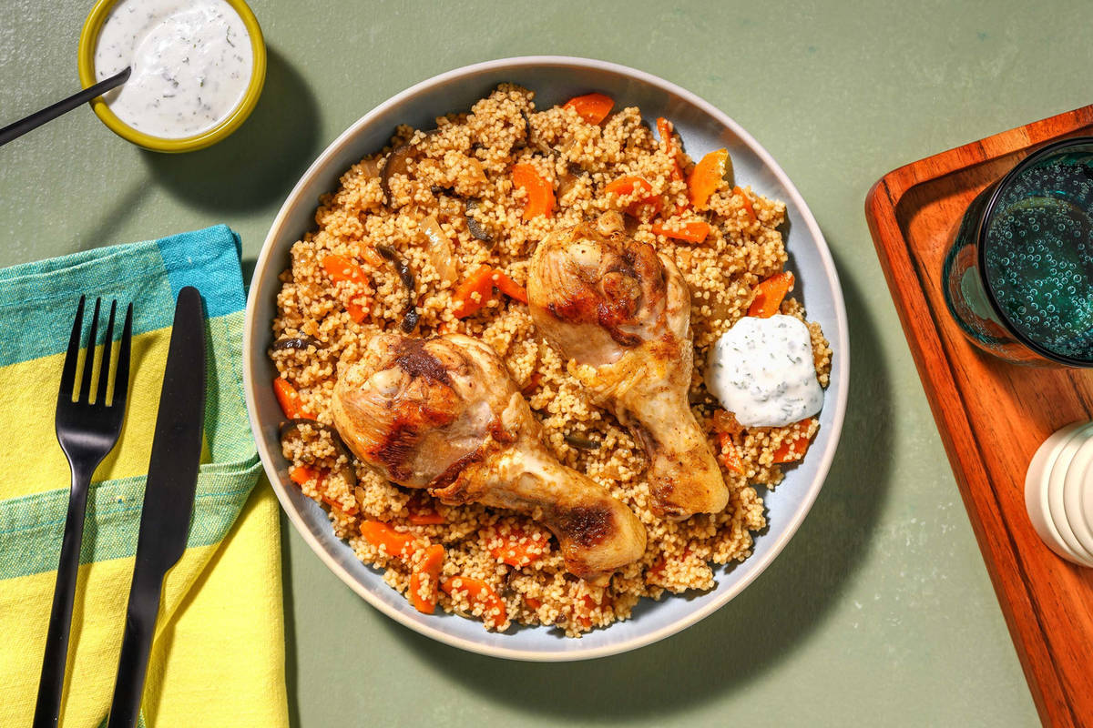 Pilons de poulet épicés à l'africaine et semoule