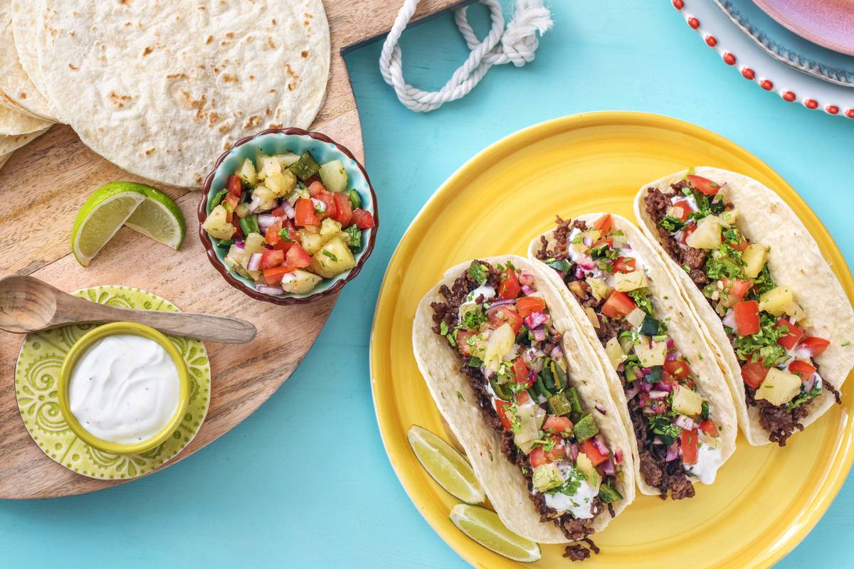 Pineapple Poblano Beef Tacos