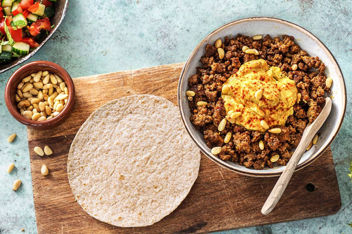 Snelle tortilla's met gekruid gehakt