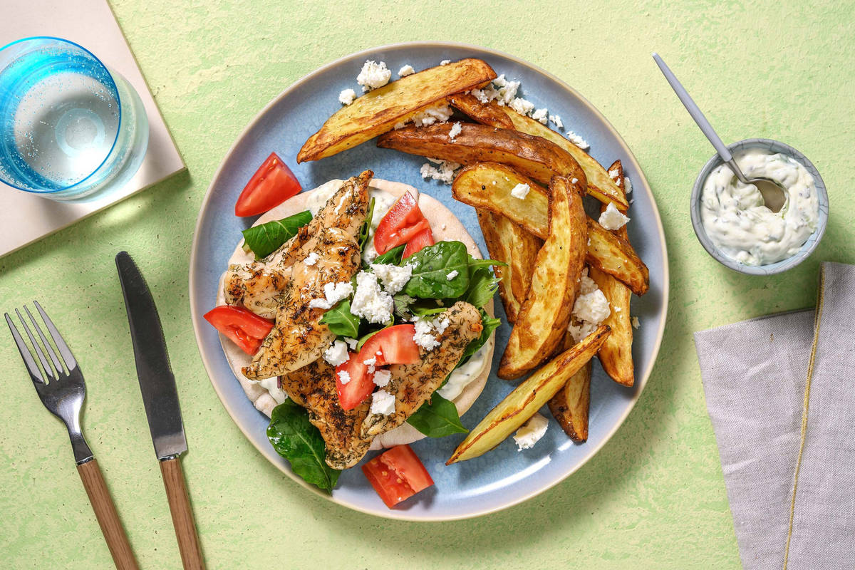 Pitas au poulet façon souvlaki