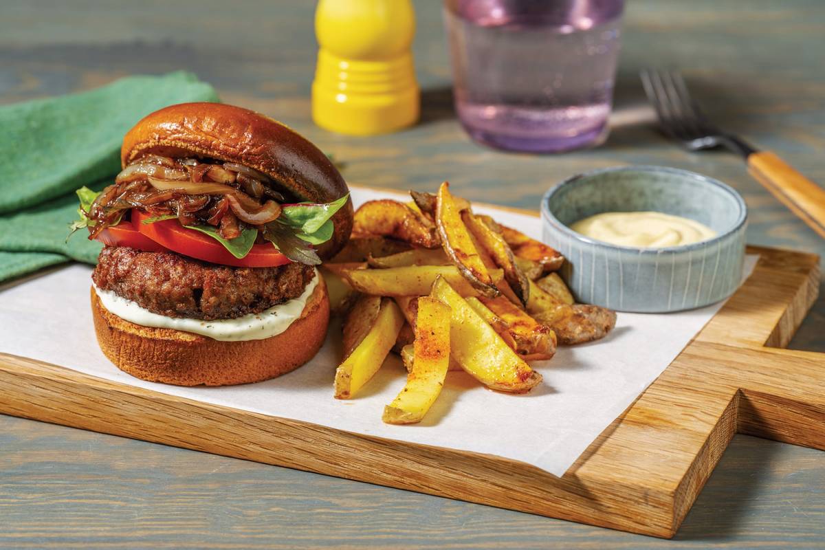 Chicken, Plant-Based Burger & Spiced Potato Fries