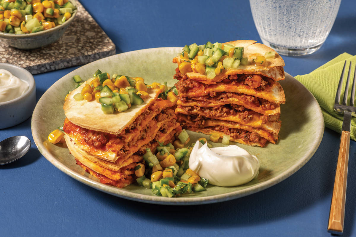Plant-Based Mince Tortilla Stack