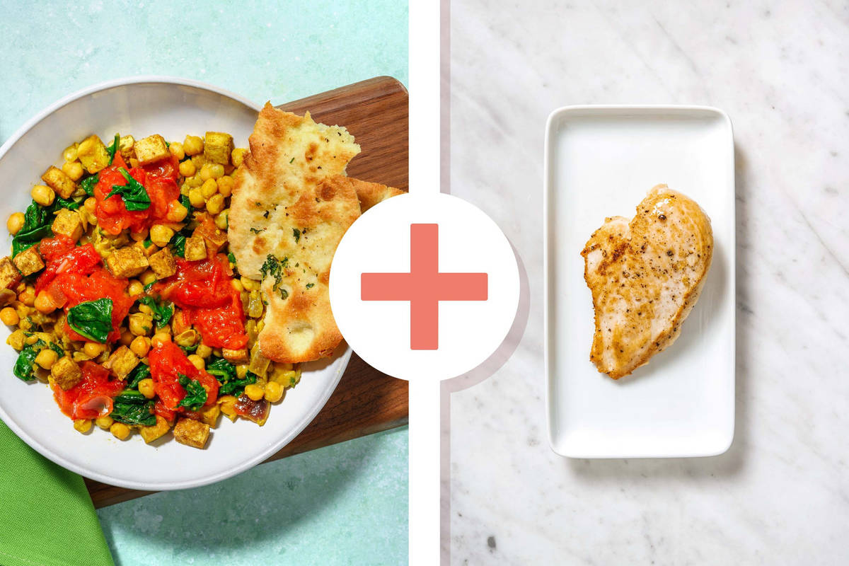 Curry Braised Chickpeas, Tofu and Chicken