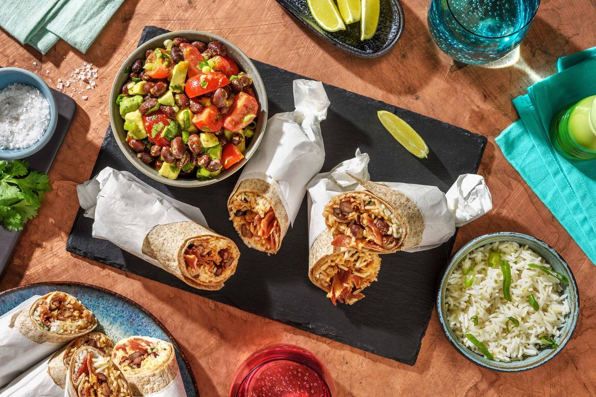 Pork Chilli and Bacon Cheesy Burritos
