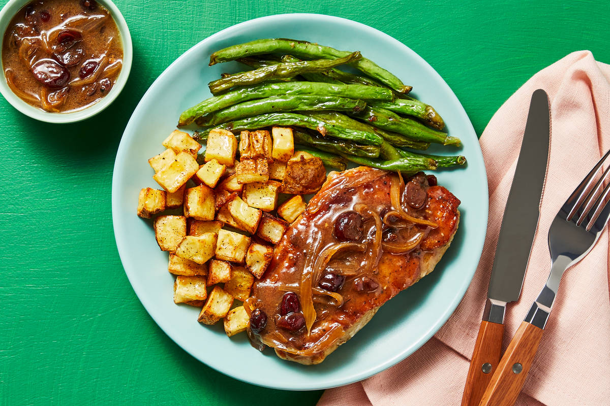 Pork Chops in Cranberry Shallot Sauce