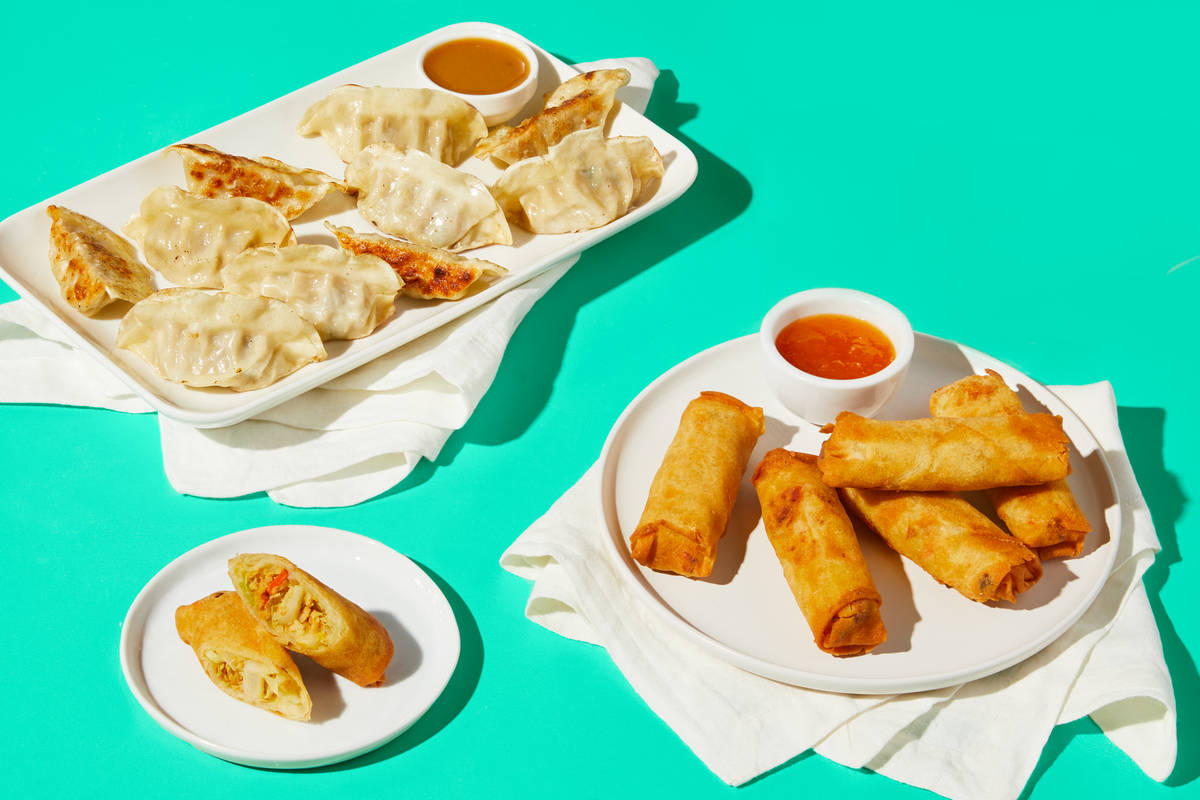 Pork Dumplings & Thai Basil Chicken Spring Rolls