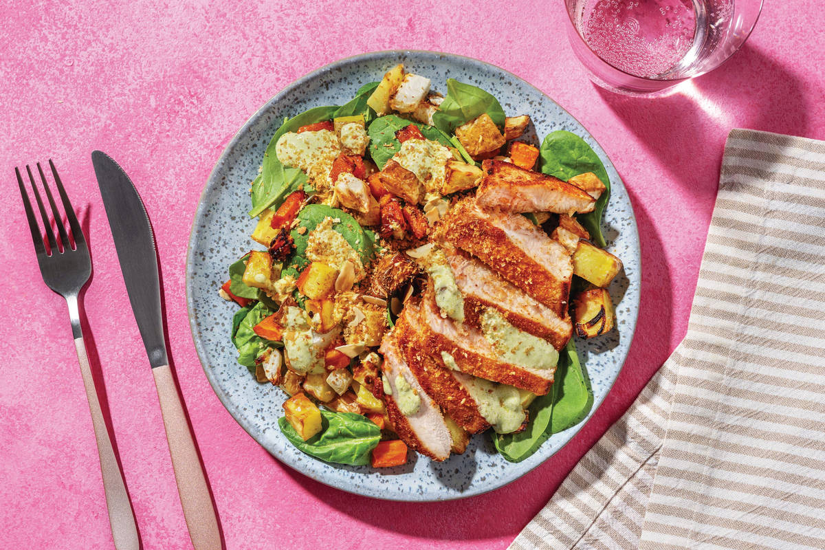 Apricot-Glazed Pork & Garlic Almond Crumb