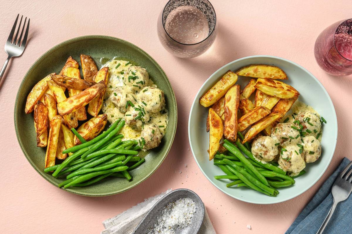 Pork Meatballs in Creamy Chive Sauce