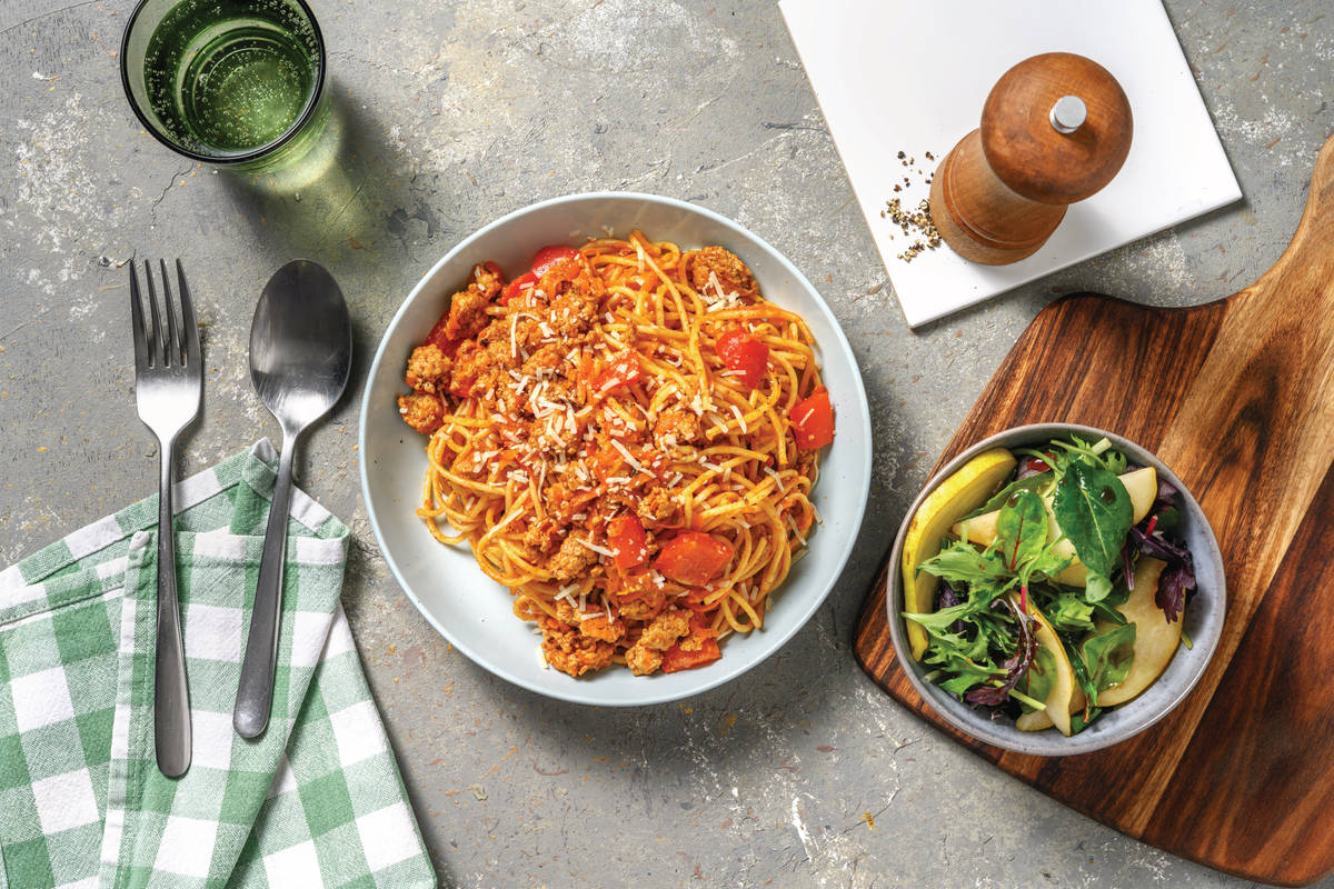 Pork & Sundried Tomato Pesto Spaghetti