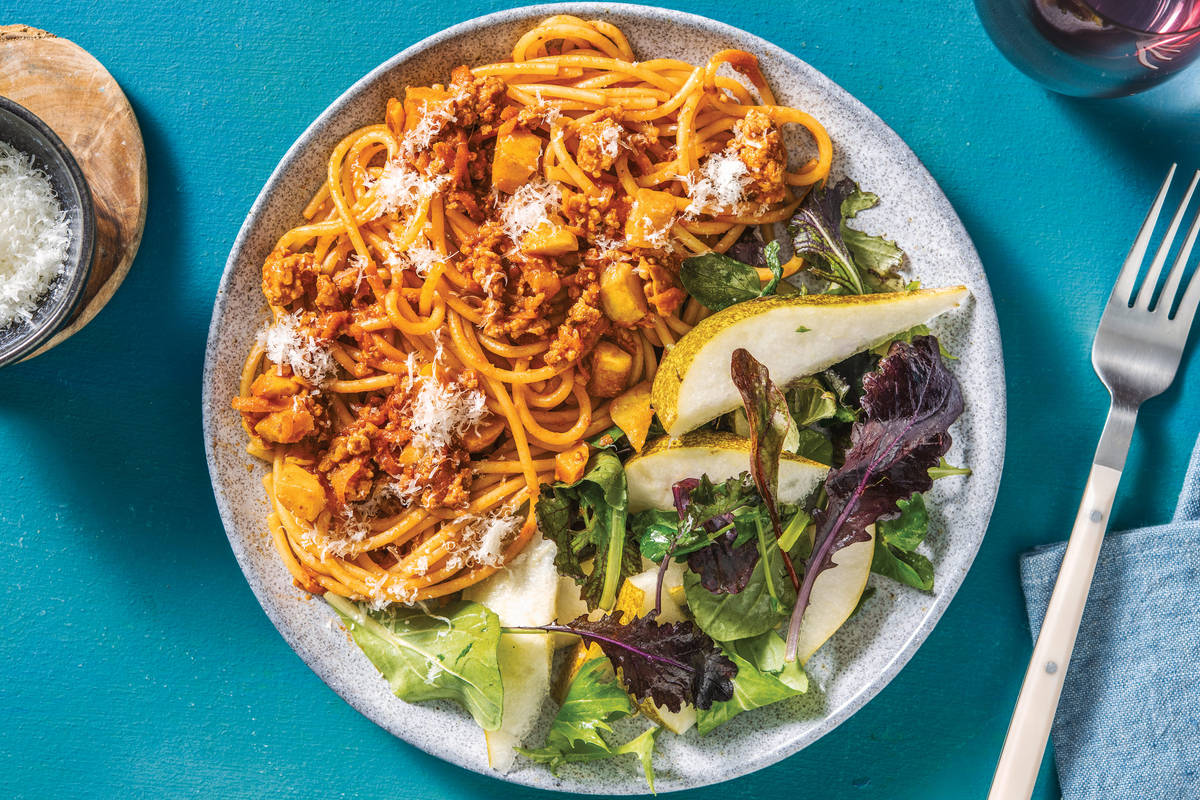 Pork & Red Pesto Spaghetti