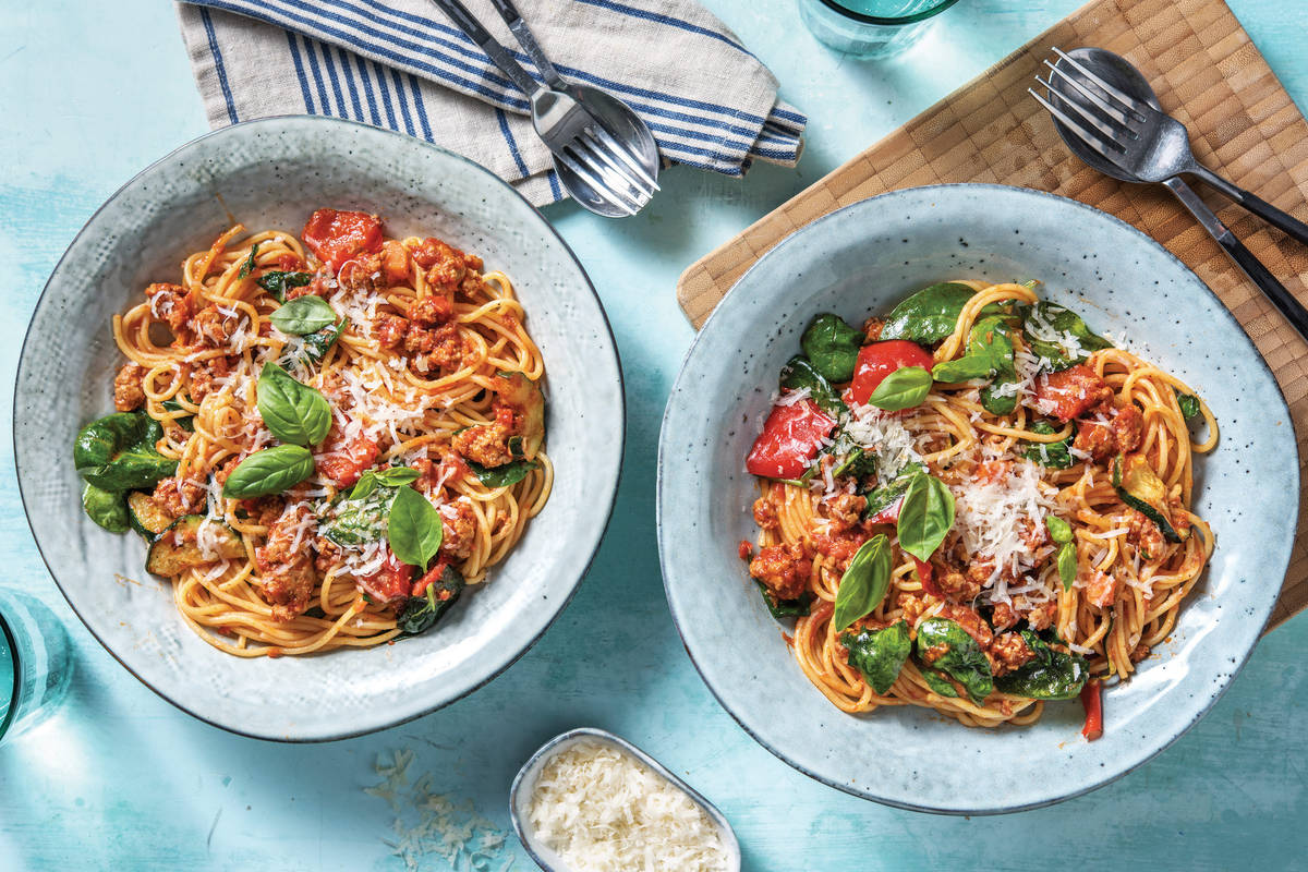 Pork & Roasted Veggie Spaghetti
