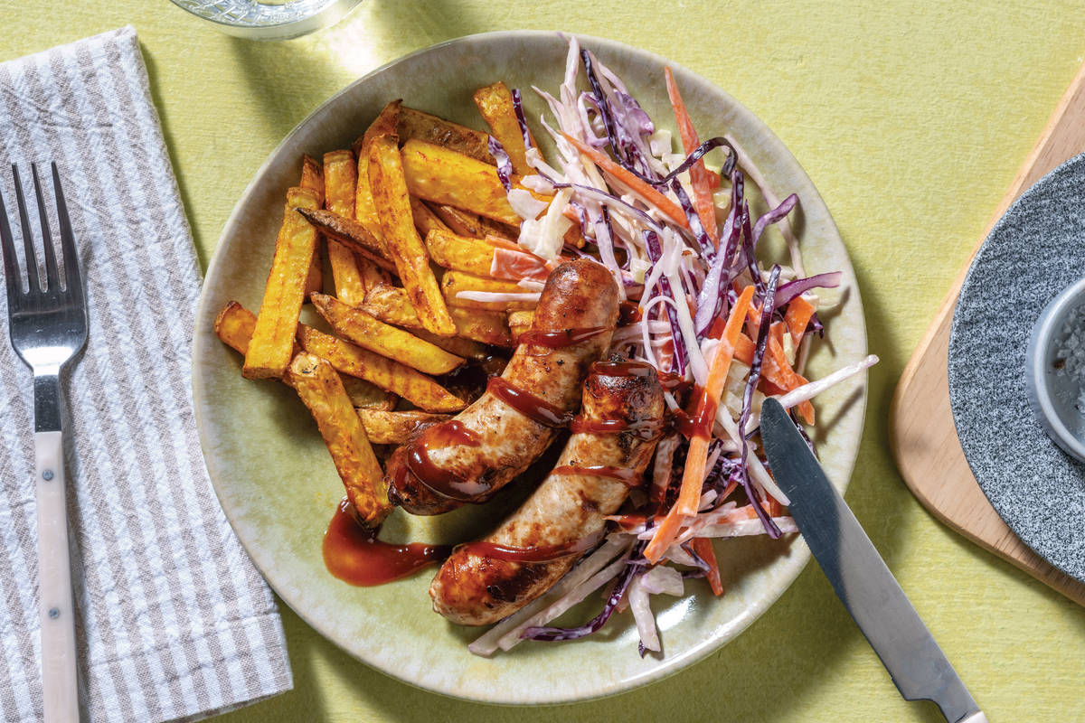 Quick Herby Pork Sausages & Creamy Slaw