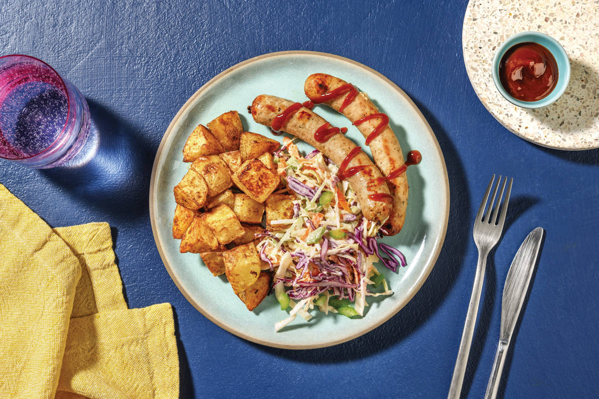 Herby Pork Sausages & Creamy Slaw