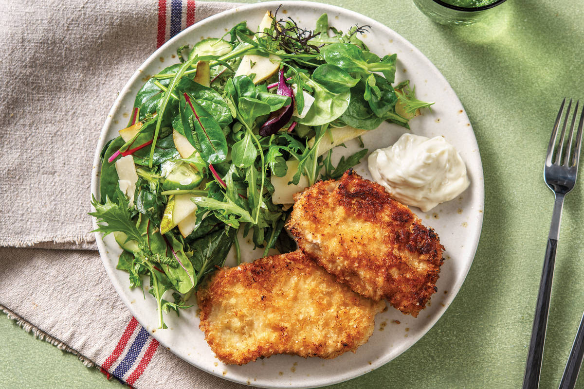 Pork Schnitzel & Pear-Parmesan Salad