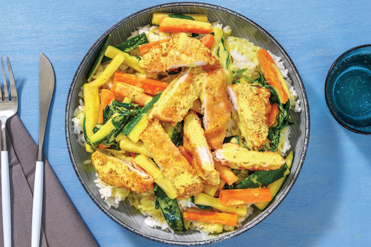 Pork Schnitzel & Coconut Curry Sauce