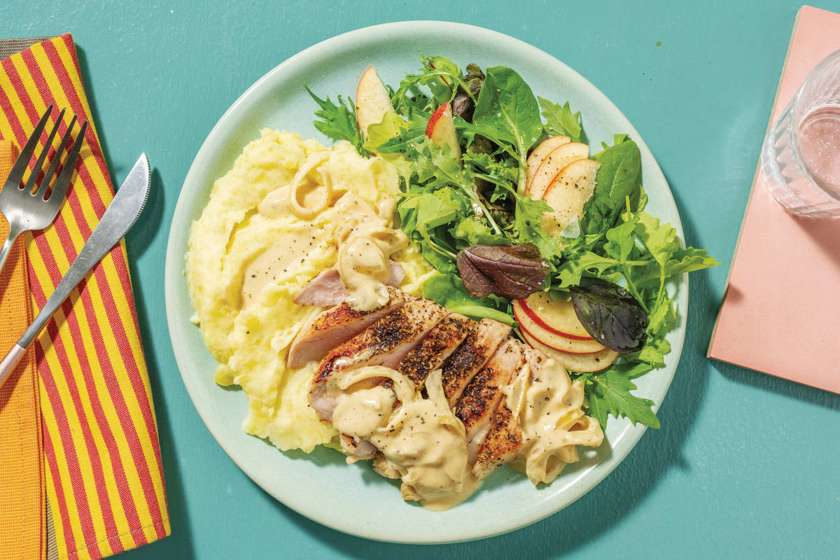 Herby Chicken Steak & Creamy Onion Sauce