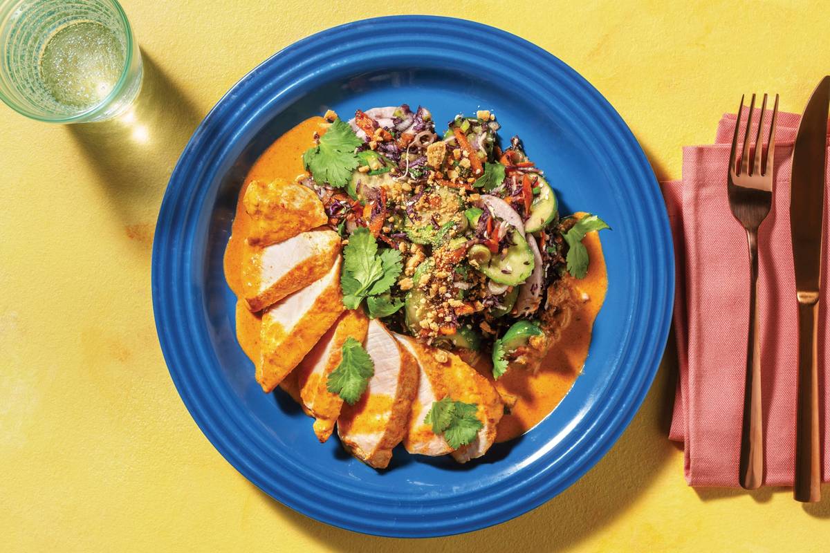Pork & Thai Coconut Curry Sauce with Asian Salad