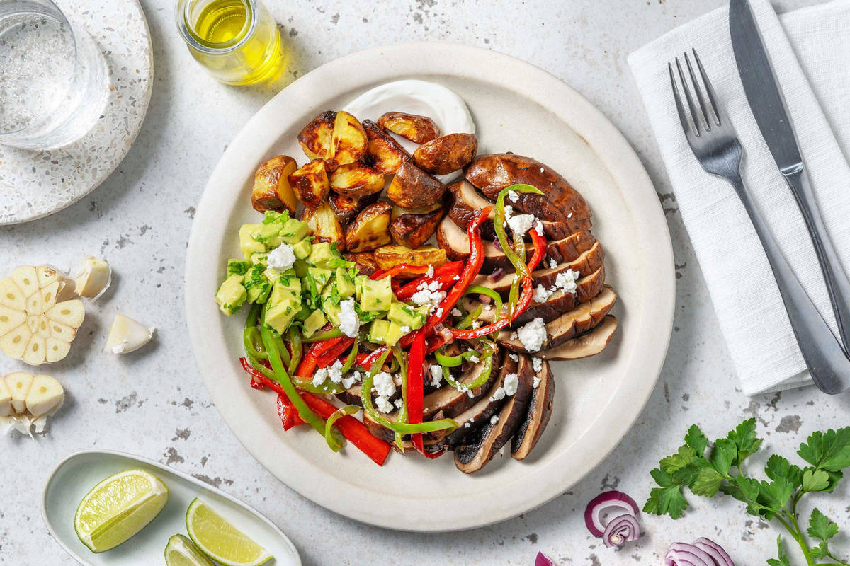 Portobello et sauce à l’avocat et au citron vert