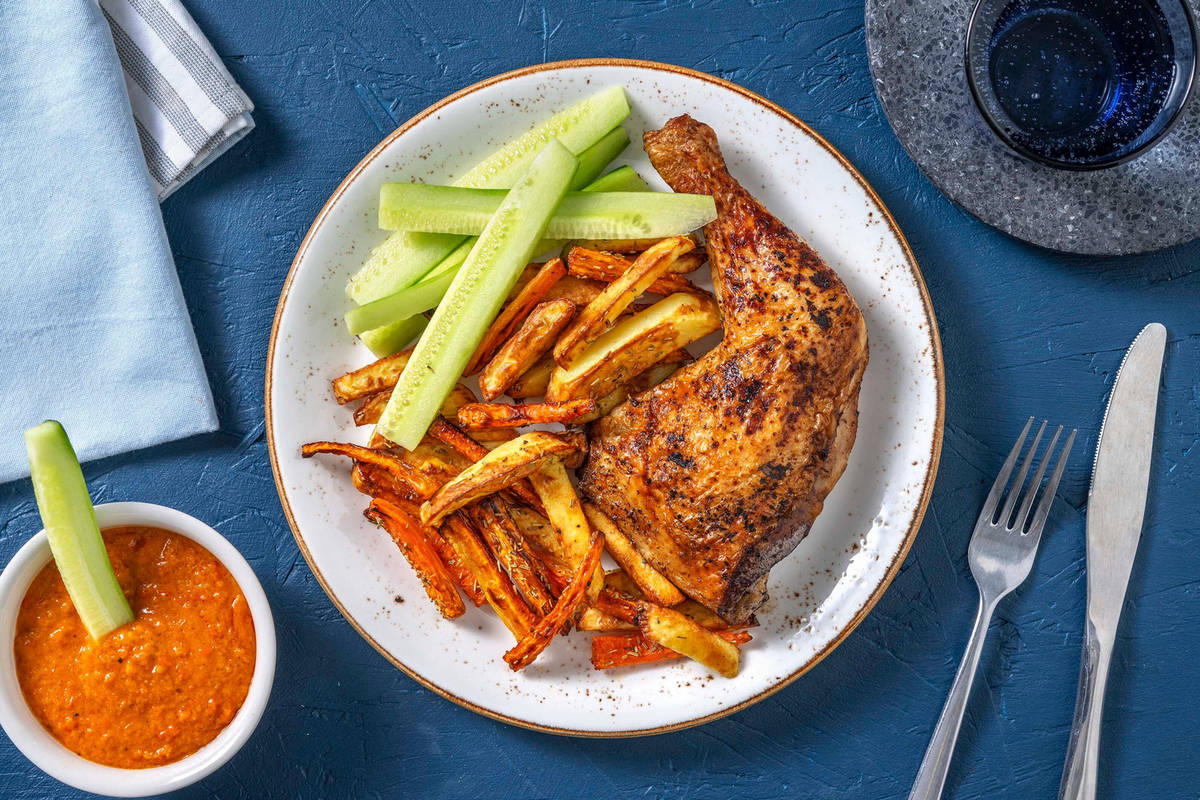 Poulet à la portugaise sauce pili-pili