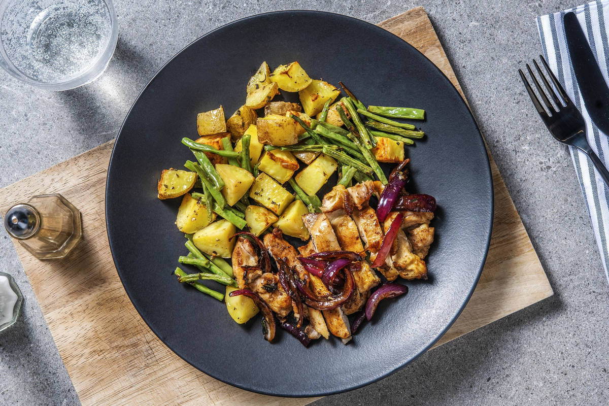 Sheet-Pan Chicken and Balsamic-Onions